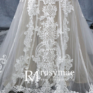 Deep V Neck Sexy Spaghetti Straps Backless Lace Mermaid Wedding Dress