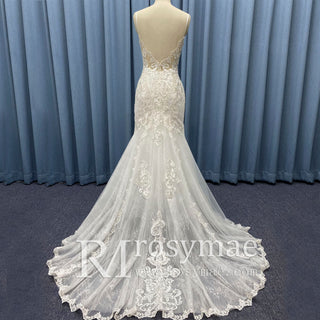 Perfect Spaghetti Strap Tulle and Lace Mermaid Wedding Dress