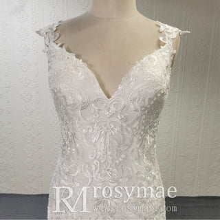 Gorgeous Fit and Flare Capped Floral Lace Wedding Dress