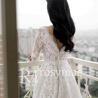 V-neck-lace-wedding-dress