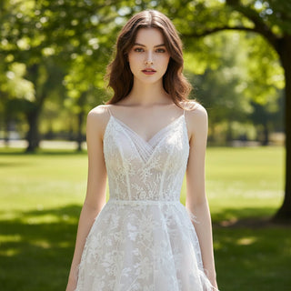 A-line Lace Wedding Dresses & Bridal with Capes and Feathers - Rosymae