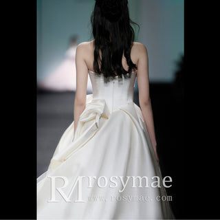 Strapless Asymmetrical Wedding Dress Ruffle Bridal Gown