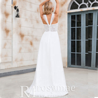 A-line Tulle and Lace Wedding Dress with Off the Shoulder Strappy - Rosymae