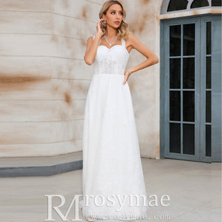 A-line Tulle and Lace Wedding Dress with Off the Shoulder Strappy - Rosymae