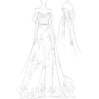 A-line Tulle and Lace Wedding Dress with Off the Shoulder Strappy - Rosymae