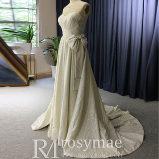 A-line Wedding Dress with Sweetheart Neckline and Detachable Sleeves - Rosymae