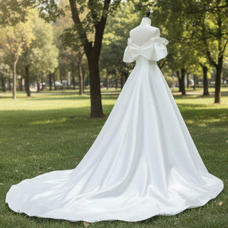 Affordable Off-the-Shoulder A-line Wedding Dress Bridal Gown - Rosymae