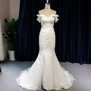 Affordable Off-the-shoulder Trumpet Wedding Dresses for Womens - Rosymae