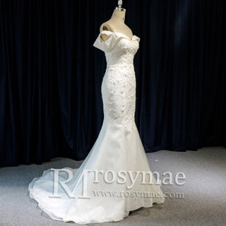 Affordable Off-the-shoulder Trumpet Wedding Dresses for Womens - Rosymae