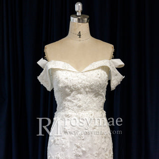 Affordable Off-the-shoulder Trumpet Wedding Dresses for Womens - Rosymae