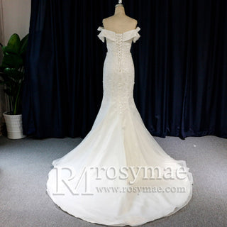 Affordable Off-the-shoulder Trumpet Wedding Dresses for Womens - Rosymae