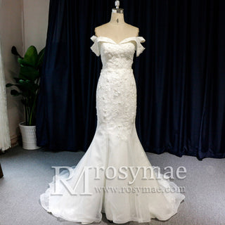 Affordable Off-the-shoulder Trumpet Wedding Dresses for Womens - Rosymae