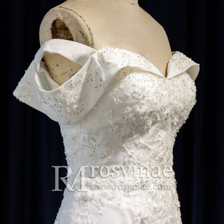 Affordable Off-the-shoulder Trumpet Wedding Dresses for Womens - Rosymae