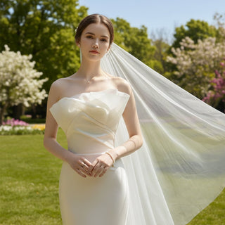 Asymmetrical Neck Mermaid Bridal Gown Wedding Dress - Rosymae