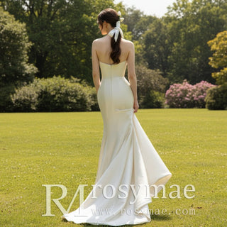 Asymmetrical Neck Mermaid Bridal Gown Wedding Dress - Rosymae