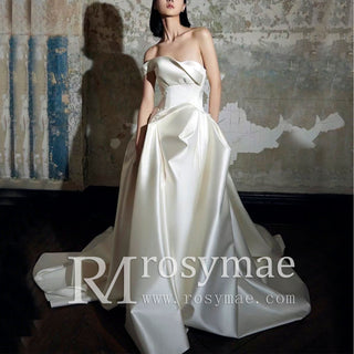 asymmetrical-satin-wedding-dress