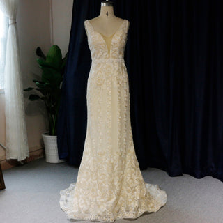 Back-V Sheath Mermaid Wedding Dresses with Low Back - Rosymae