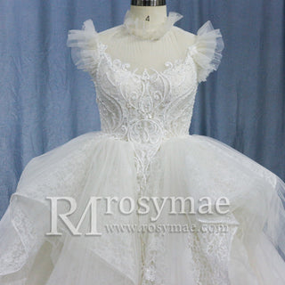 ball-gown-bridal-dress-High-neck-wedding-dress-sheer-wedding-gown