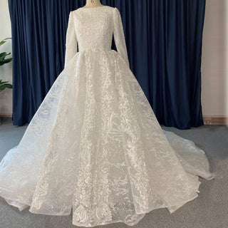 ball-gown-wedding-dresses-with-long-sleeves-straps