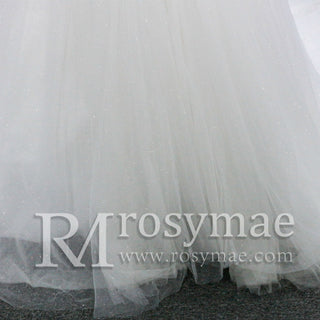 Vestido de novia de línea A con pedrería en la espalda transparente de princesa a la moda