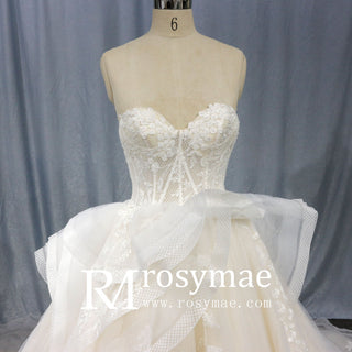 Beautiful Ruffle Skirt Bride Dress Sweetheart Wedding Dress - Rosymae