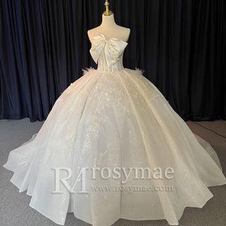 Big Puffy Skirt Ball Gown Strapless Wedding Dresses for Outdoor - Rosymae