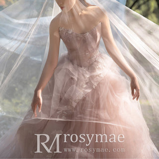 Gorgeous Beautiful Blush Bridal Gowns Tulle Wedding Dresses