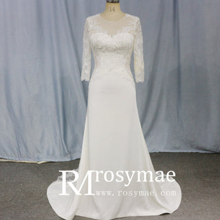 Boho A-Line Wedding Dress with 3/4 Sleeves - Rosymae