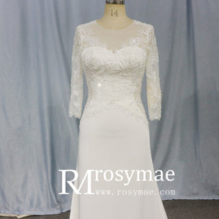 Boho A-Line Wedding Dress with 3/4 Sleeves - Rosymae