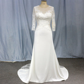Boho A-Line Wedding Dress with 3/4 Sleeves - Rosymae