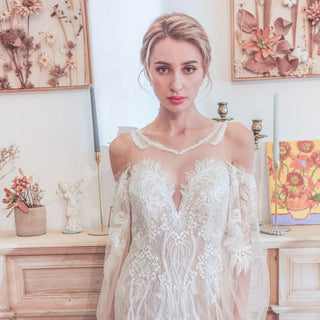 Boho Sleeves Mermaid Wedding Dresses With Long Train - Rosymae