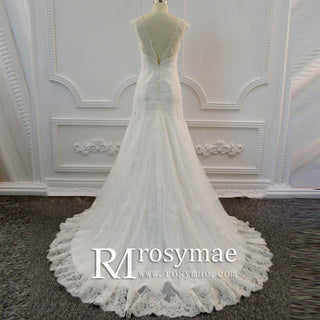 Capped Sleeve Tulle Lace Trumpet Mermaid A-line Wedding Dress
