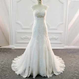 Capped Sleeve Tulle Lace Trumpet Mermaid A-line Wedding Dress
