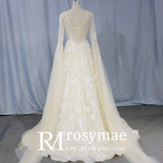 cape-sleeve-bridal-wedding-gown