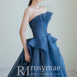 Strapless Ruffle Formal Dresses Prom Party Gowns for Women