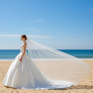 Choker & High Neck Satin Wedding Dress with Big Bowknot - Rosymae