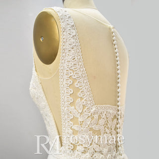 Classic A-line Sheath Wedding Dress With Scoop Neck - Rosymae