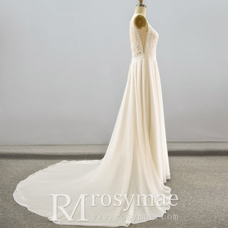 Classic A-line Sheath Wedding Dress With Scoop Neck - Rosymae