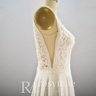 Classic A-line Sheath Wedding Dress With Scoop Neck - Rosymae