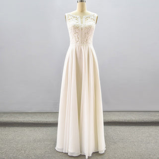 Classic A-line Sheath Wedding Dress With Scoop Neck - Rosymae
