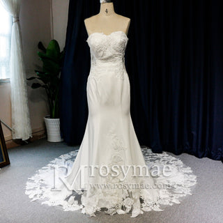 Classic Strapless Mermaid Wedding Dress with Sweetheart Necklines - Rosymae