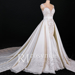 Convertible Mermaid Wedding Gown with Detachable Skirt - Rosymae
