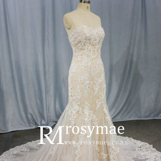 Curvy Mermaid Wedding Dress Gown with Super Flattering Lace - Rosymae