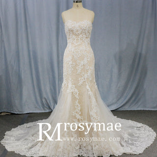 Curvy Mermaid Wedding Dress Gown with Super Flattering Lace - Rosymae