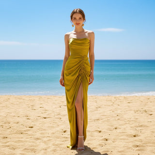 Detachable Off Shoulder Formal Gown Party Dress with Leg Slit - Rosymae