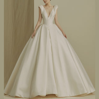 A-line Wedding Dresses with Double Deep V-neck for Brides