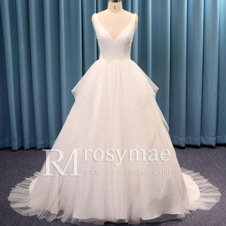 Double V Tank Top Tulle Ball Gown Bridal Wedding Dress - Rosymae