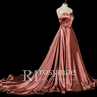 Strapless Dusty Rose Sweetheart A Line Wedding Dress