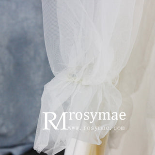 Elegant Deep V-Neck Wedding Dresses with Sheer Sleeves - Rosymae