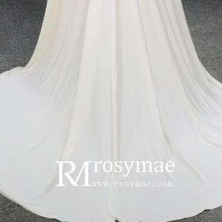Elegant Deep V-Neck Wedding Dresses with Sheer Sleeves - Rosymae